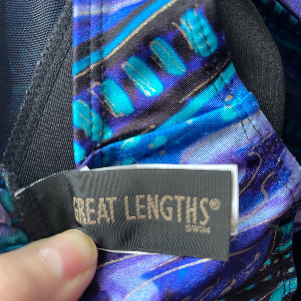 Great Lengths Black/Teal/Purple Striped Swimsuit Size 20! Flattering and Comfy! - Picture 3 of 9